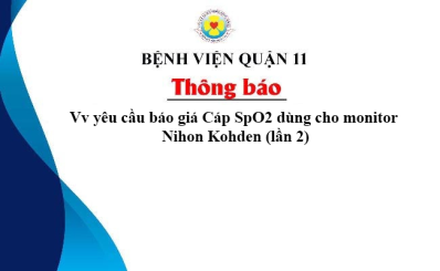 Thông báo Vv yêu cầu báo giá Cáp SpO2 dùng cho monitor Nihon Kohden (lần 2)